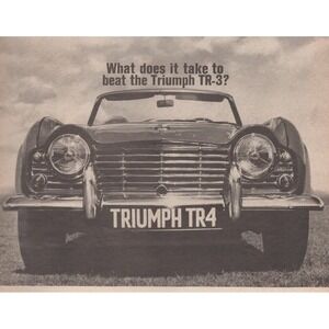 Vintage 1961 Triumph TR4 Print Ad Mid Century British Sports Car Convertible
